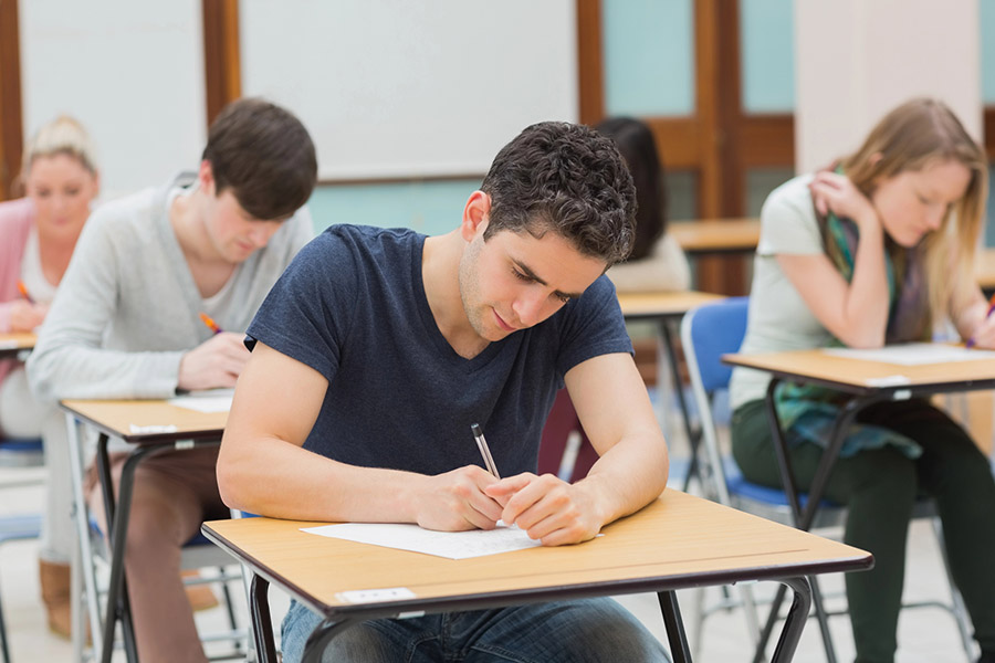 Students taking a test in a classroom in Kissimmee